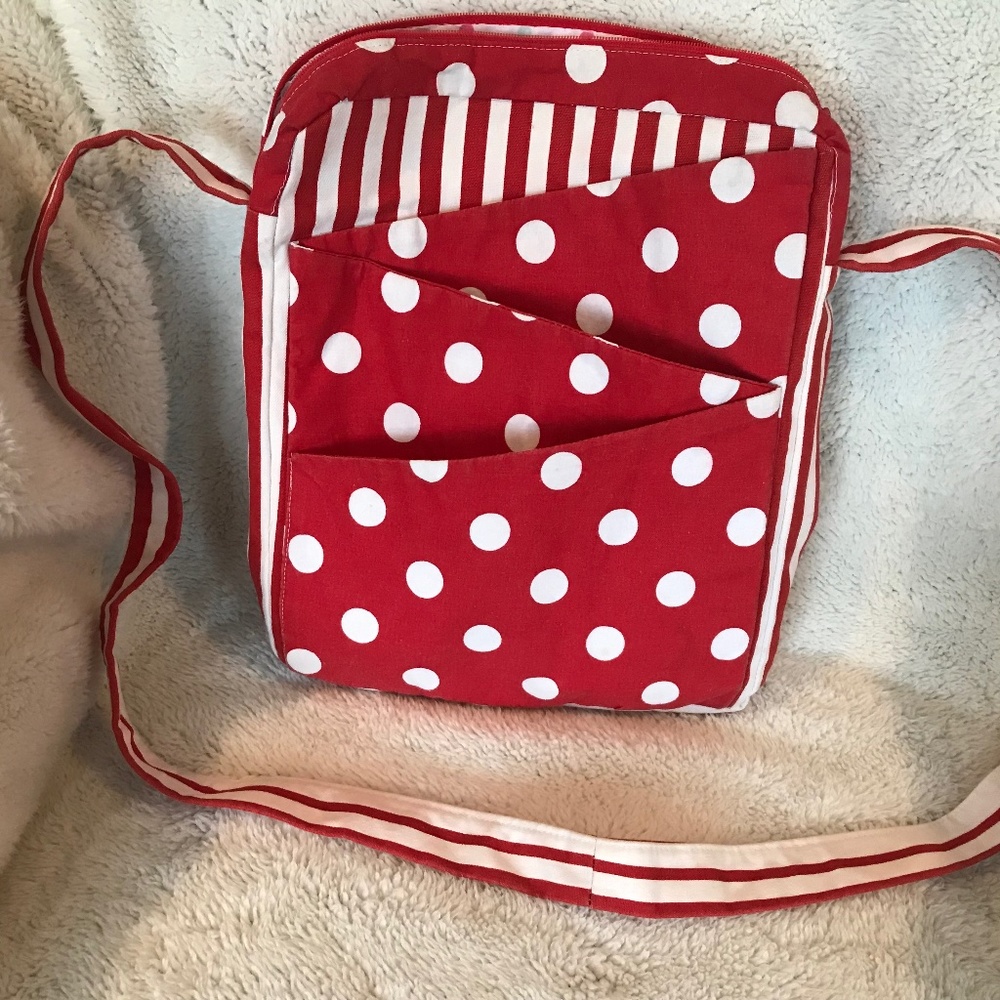 Red and white polka dot shoulder bag